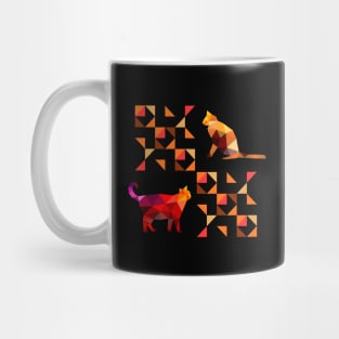Vintage Colorful Geometric Cats Modern Mug
